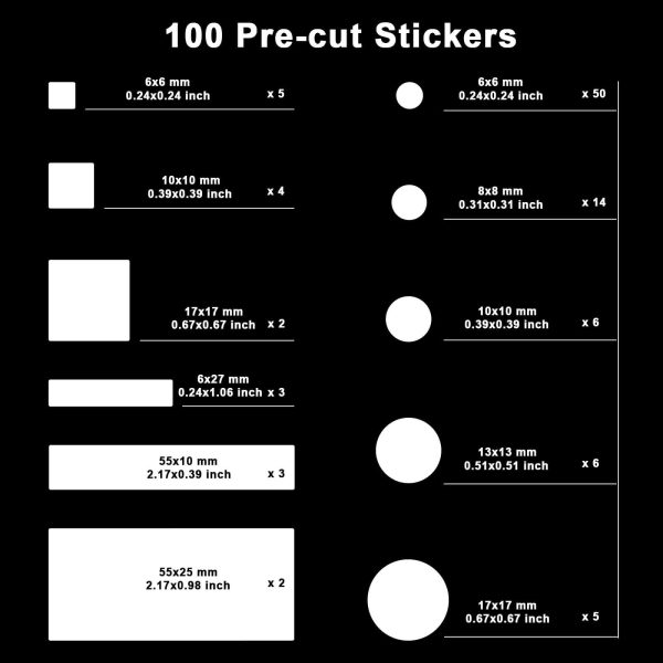 Ultimate LED Light Blocking Stickers - size